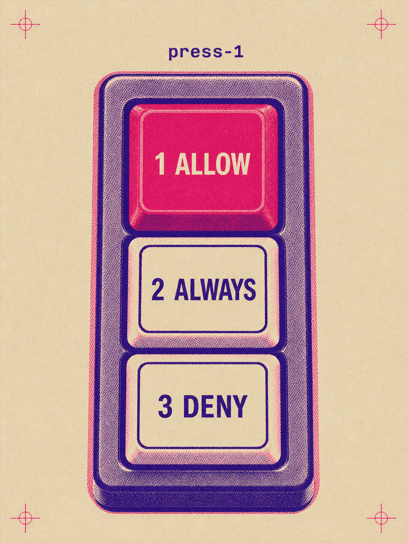 Три клавиши Allow, Always и Deny в утилите press-1